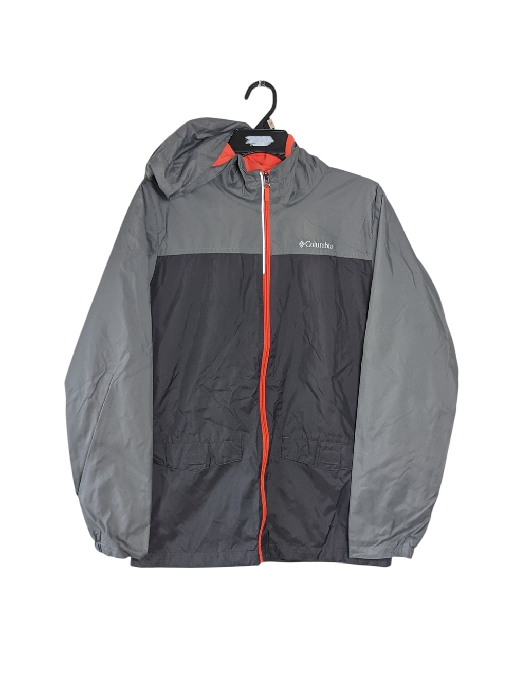 Columbia Boy's Gray & Black Lightweight Rain Jacket Size XL 18-20
